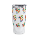 Colorful Feather Headdress 20oz Ringneck Tumbler — Insulated Travel Cup - Image 4