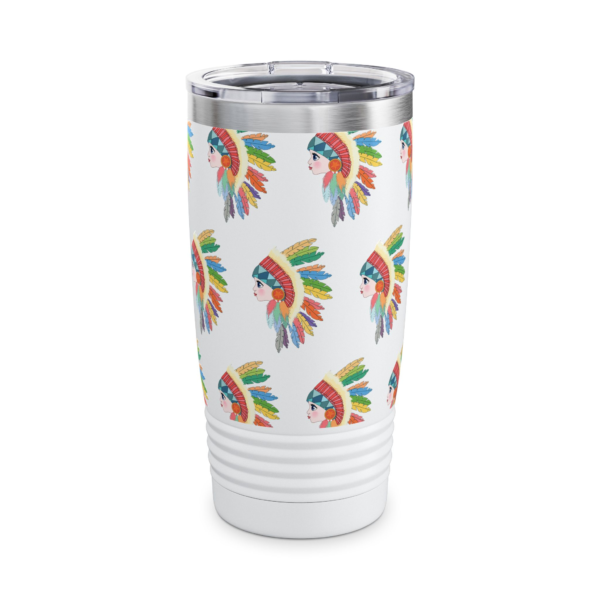 Colorful Feather Headdress 20oz Ringneck Tumbler — Insulated Travel Cup