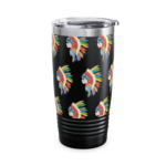 Colorful Feather Headdress 20oz Ringneck Tumbler — Insulated Travel Cup - Image 11