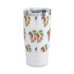 Colorful Feather Headdress 20oz Ringneck Tumbler — Insulated Travel Cup - Image 3